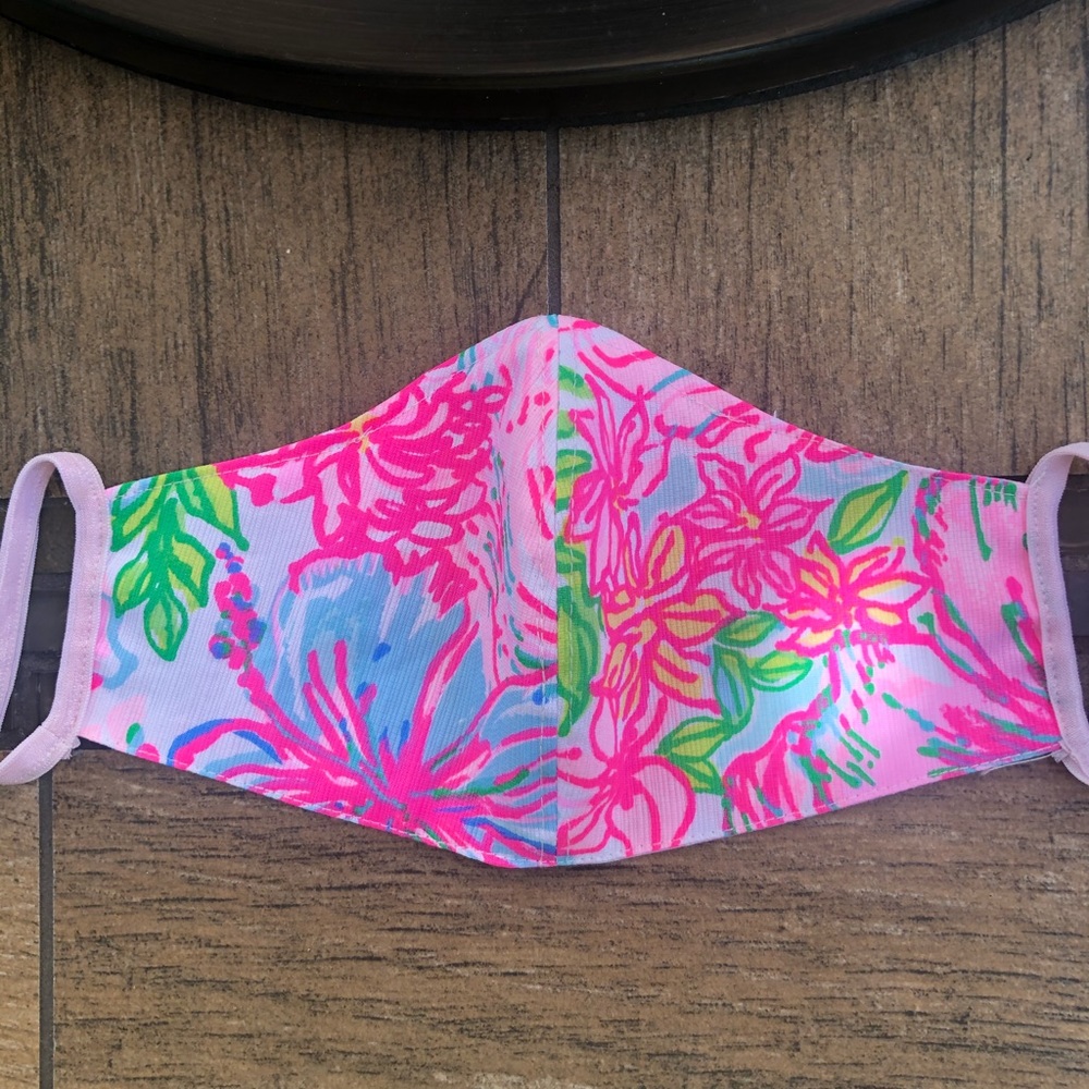 Pink, green and blue Paradise Face Mask